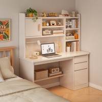 JIAJIALIN Computer Desk Desktop Home Desk Bookcase Combination Student Learning Desk Writing with Bo